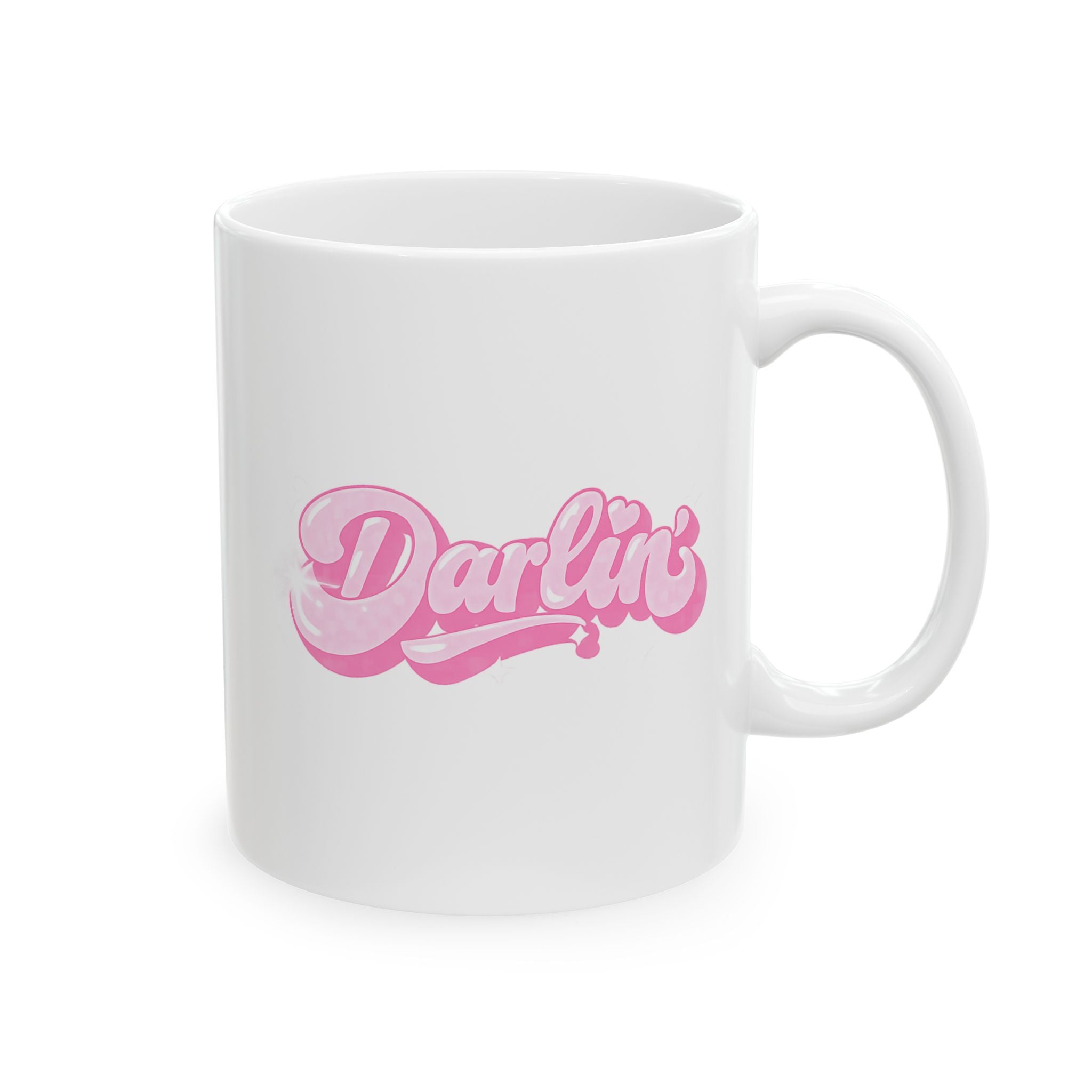 Darlin’ Pink Retro Aesthetic Ceramic Coffee Mug | Cute Desk Decor